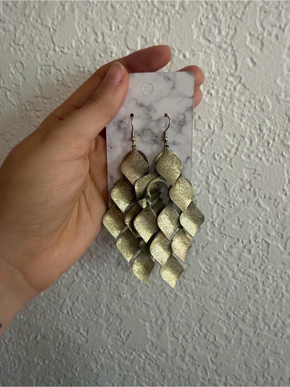 Gold dangle drop down earrings